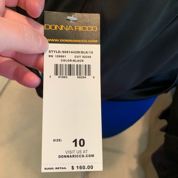 NWT Donna Ricco Black Ruched Cocktail Wrap Dress - Picture 6 of 6